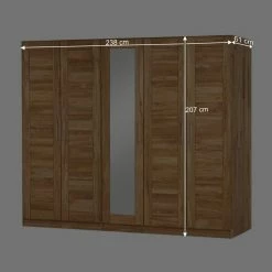 Wildeiche Kleiderschrank Cranos Mit Spiegeltür -Wohnen Shop wildeiche kleiderschrank spiegeltuer massiv cranos be